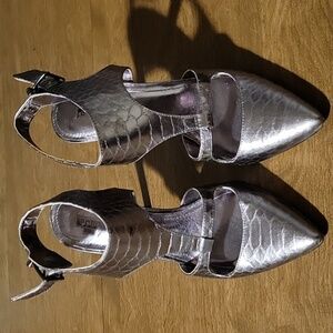 BCBGeneration Metallic Strappy Heels